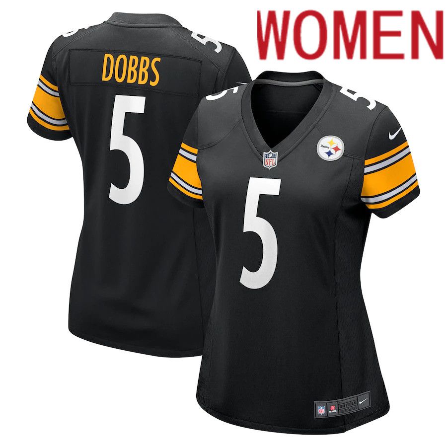 Women Pittsburgh Steelers 5 Joshua Dobbs Nike Black Team Game NFL Jersey